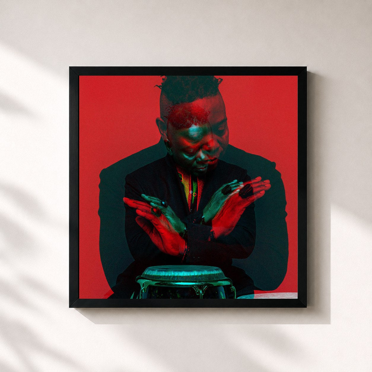 #noir Tableau carré de l'album Love Will Find A Way de Philip Bailey, cadre noir 32x32 cm