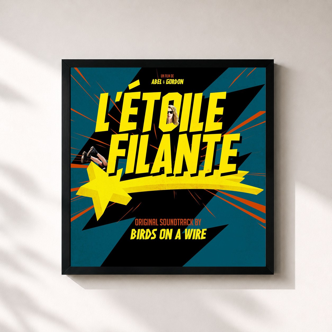#noir Tableau carré de l'album L'Étoile Filante (Original Soundtrack) de Birds on a Wire, cadre noir 32x32 cm