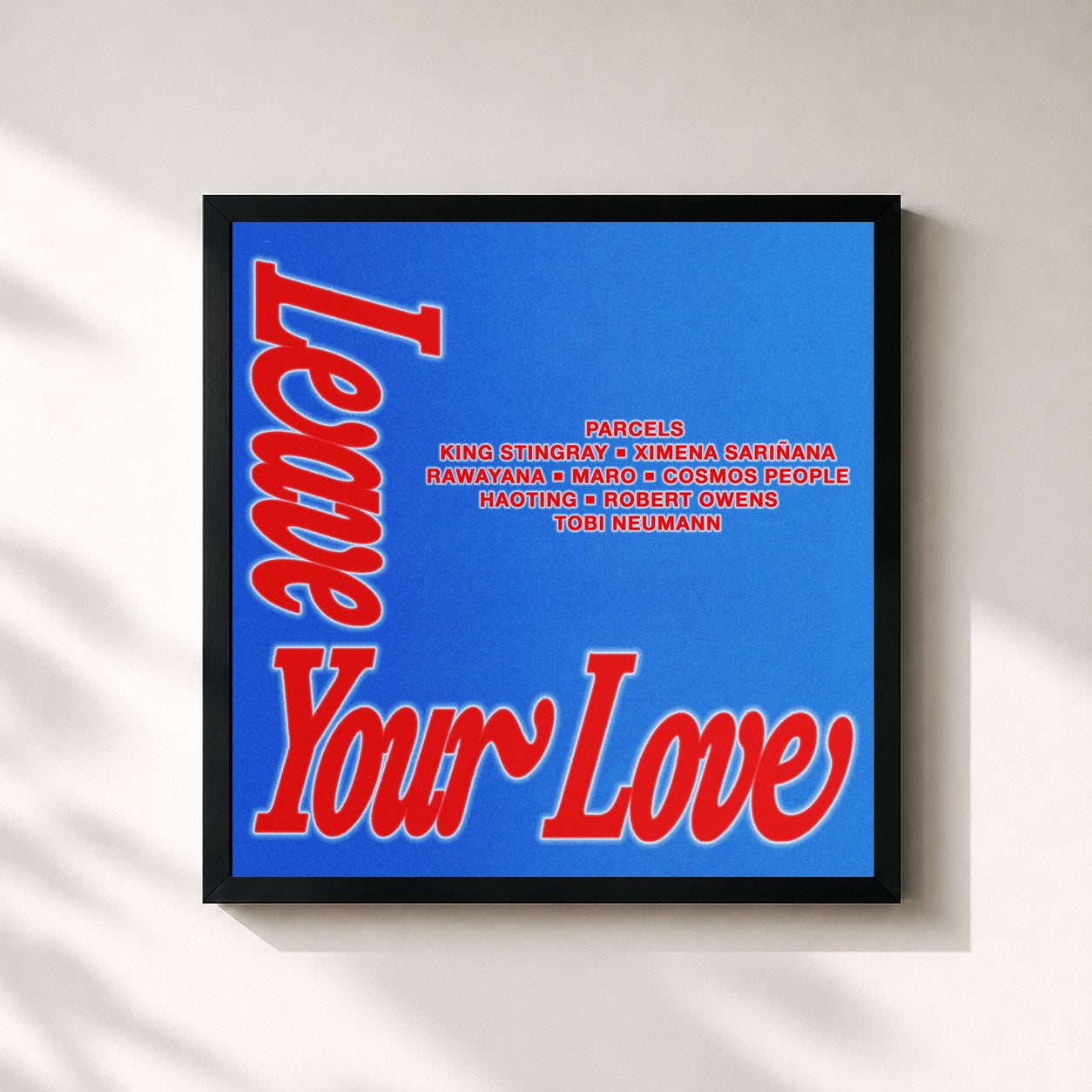 #noir Tableau carré de l'album Leaveyourlove de Parcels, cadre noir 32x32 cm