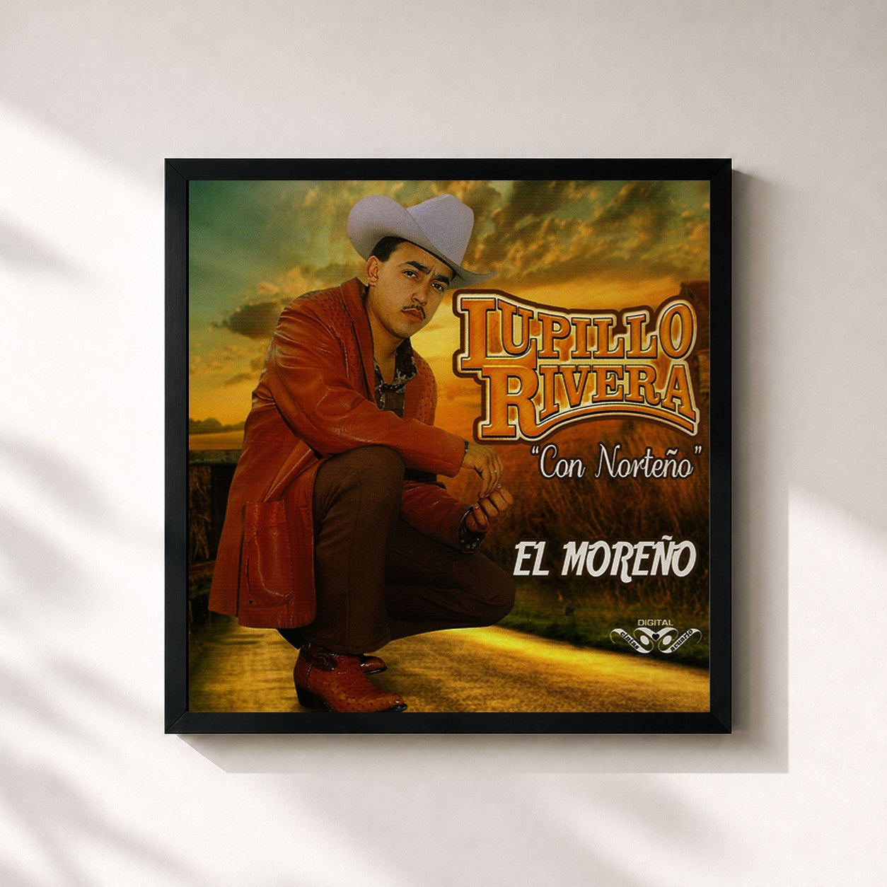 #noir Tableau carré de l'album El Moreño de Lupillo Rivera, cadre noir 32x32 cm