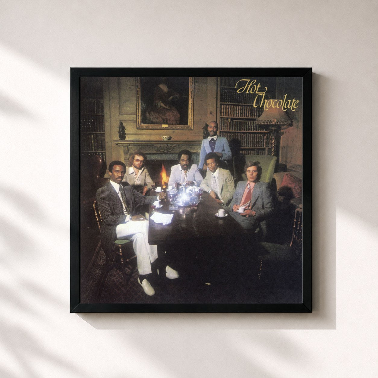 #noir Tableau carré de l'album Hot Chocolate de Hot Chocolate, cadre noir 32x32 cm