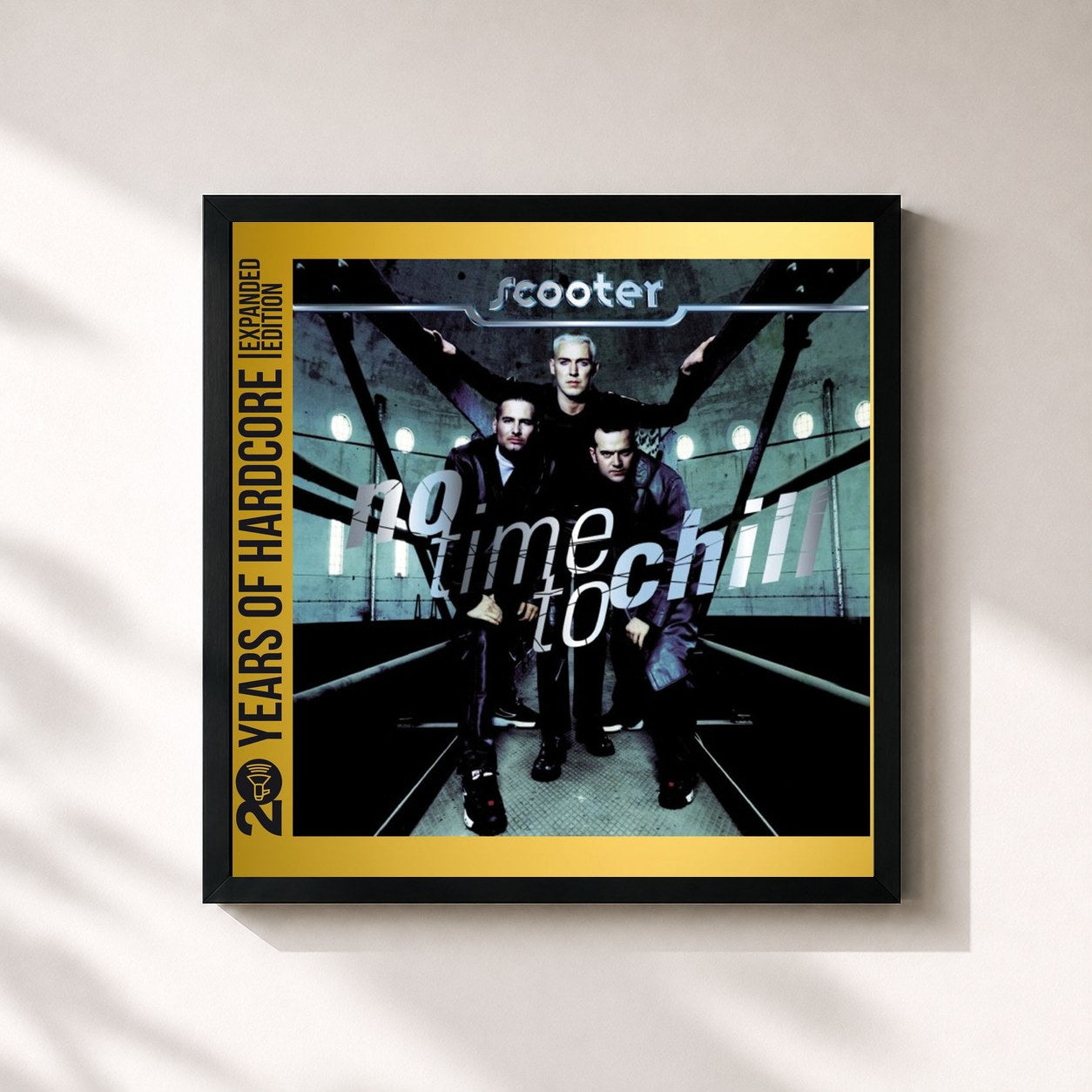 #noir Tableau carré de l'album No Time To Chill (20 Years Of Hardcore Expanded Edition / Remastered) de Scooter, cadre noir 32x32 cm