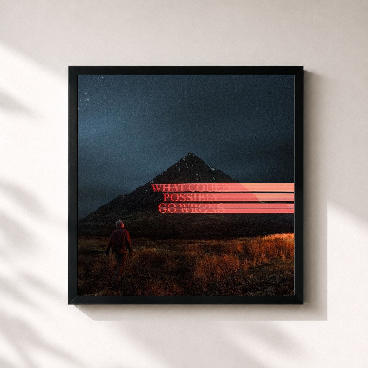 #noir Tableau carré de l'album What Could Possibly Go Wrong de Dominic Fike, cadre noir 32x32 cm