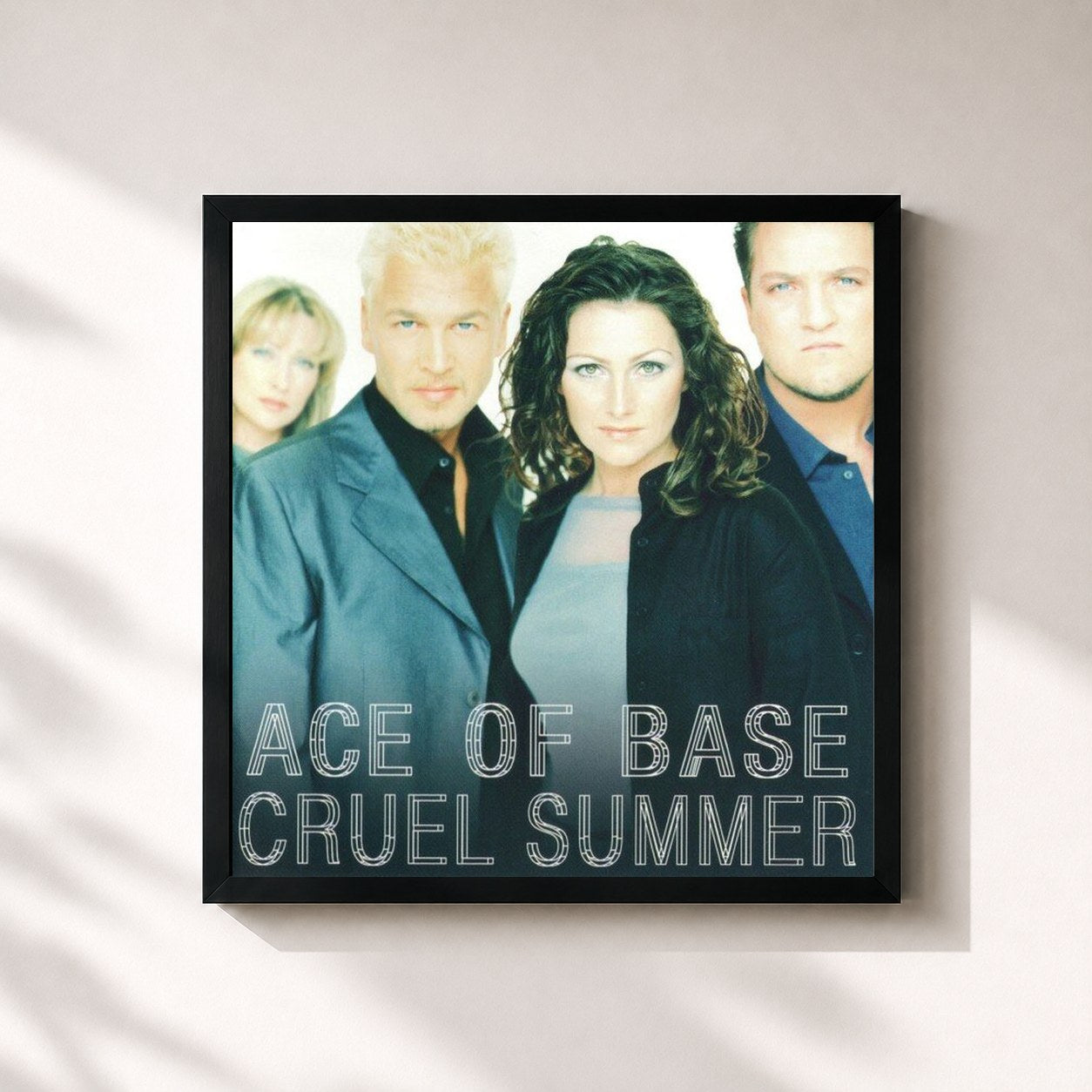#noir Tableau carré de l'album Cruel Summer de Ace of Base, cadre noir 32x32 cm