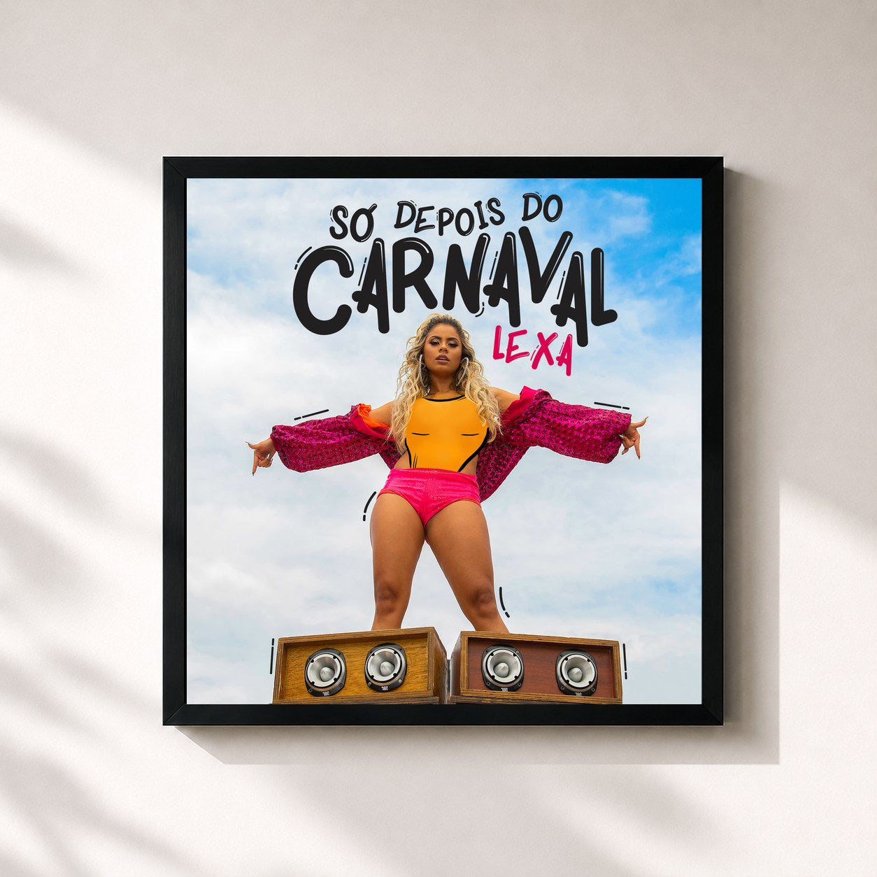#noir Tableau carré de l'album Só Depois do Carnaval de Lexa, cadre noir 32x32 cm