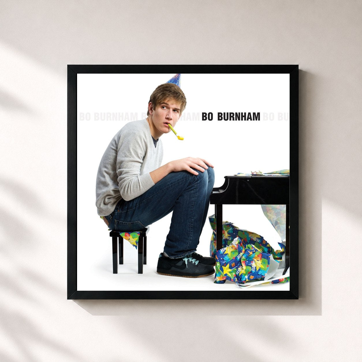 #noir Tableau carré de l'album Bo Burnham de Bo Burnham, cadre noir 32x32 cm