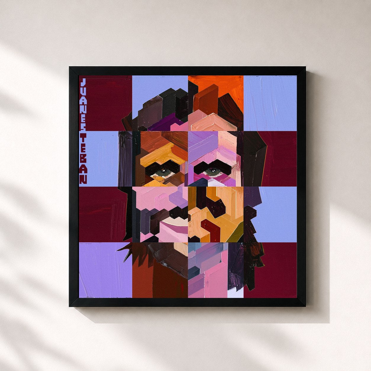 #noir Tableau carré de l'album JuanesTeban de Juanes, cadre noir 32x32 cm