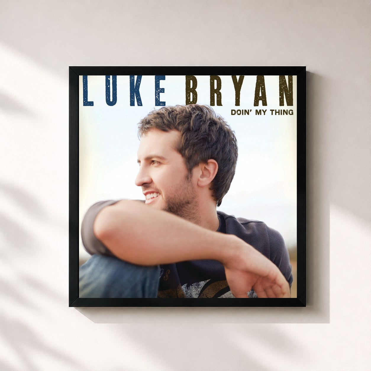 #noir Tableau carré de l'album Doin' My Thing de Luke Bryan, cadre noir 32x32 cm
