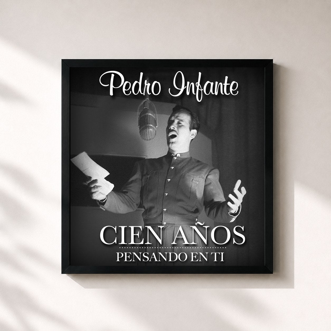 #noir Tableau carré de l'album Cien años... pensando en ti de Pedro Infante, cadre noir 32x32 cm