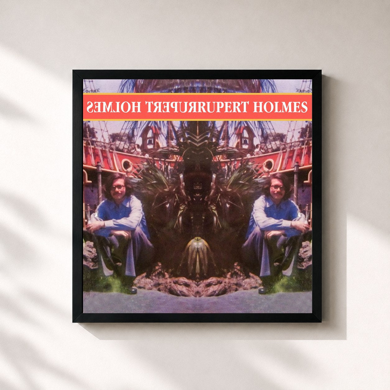 #noir Tableau carré de l'album Rupert Holmes de Rupert Holmes, cadre noir 32x32 cm