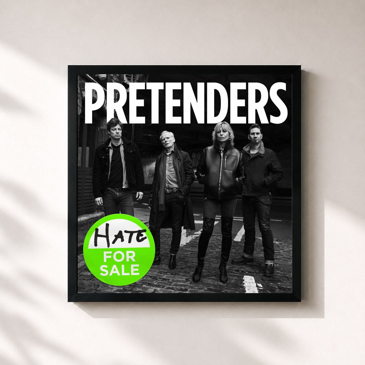 #noir Tableau carré de l'album Hate for Sale de Pretenders, cadre noir 32x32 cm
