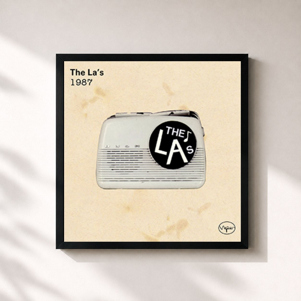 #noir Tableau carré de l'album The La's 1987 de The La's, cadre noir 32x32 cm