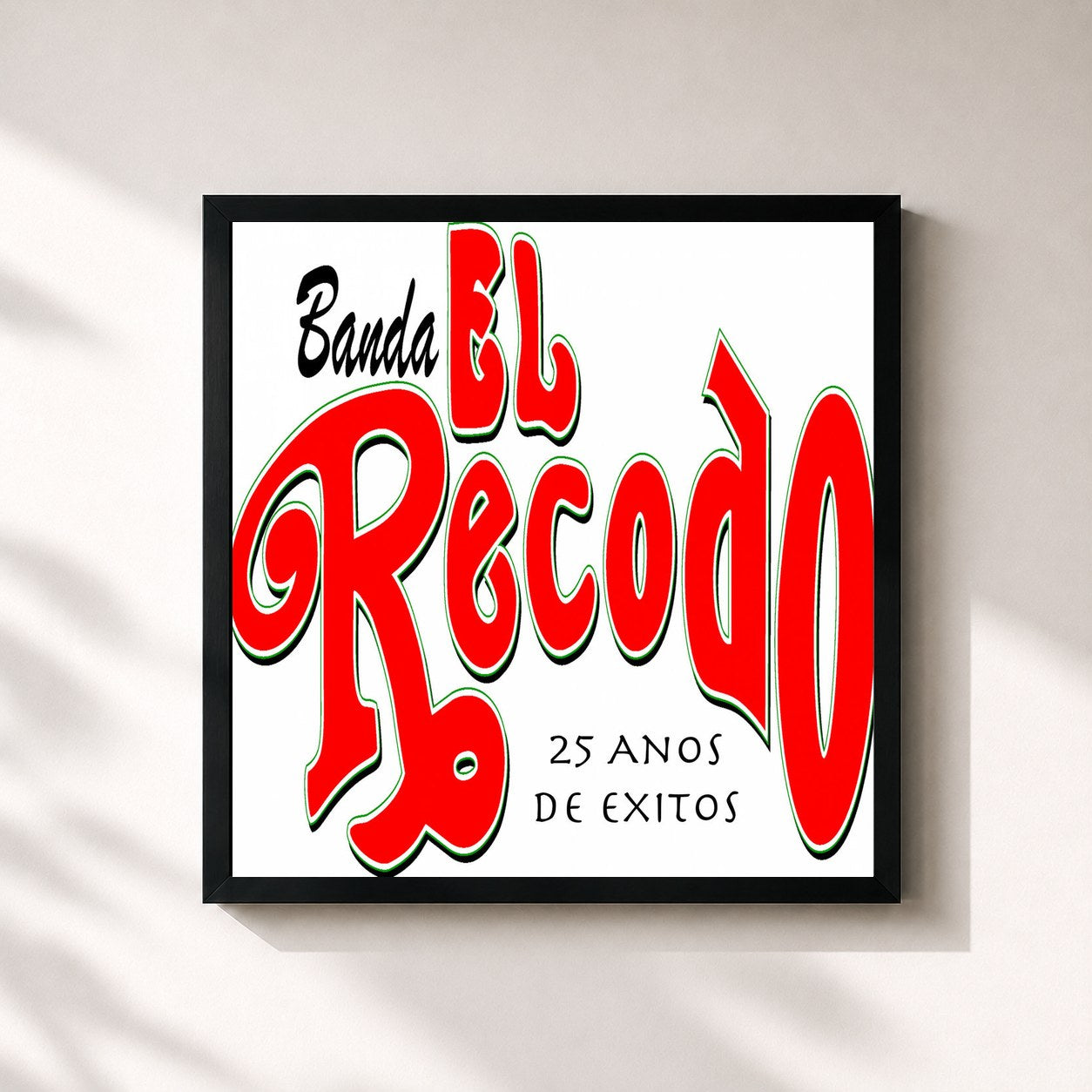 #noir Tableau carré de l'album 25 Años De Éxitos de Banda El Recodo, cadre noir 32x32 cm