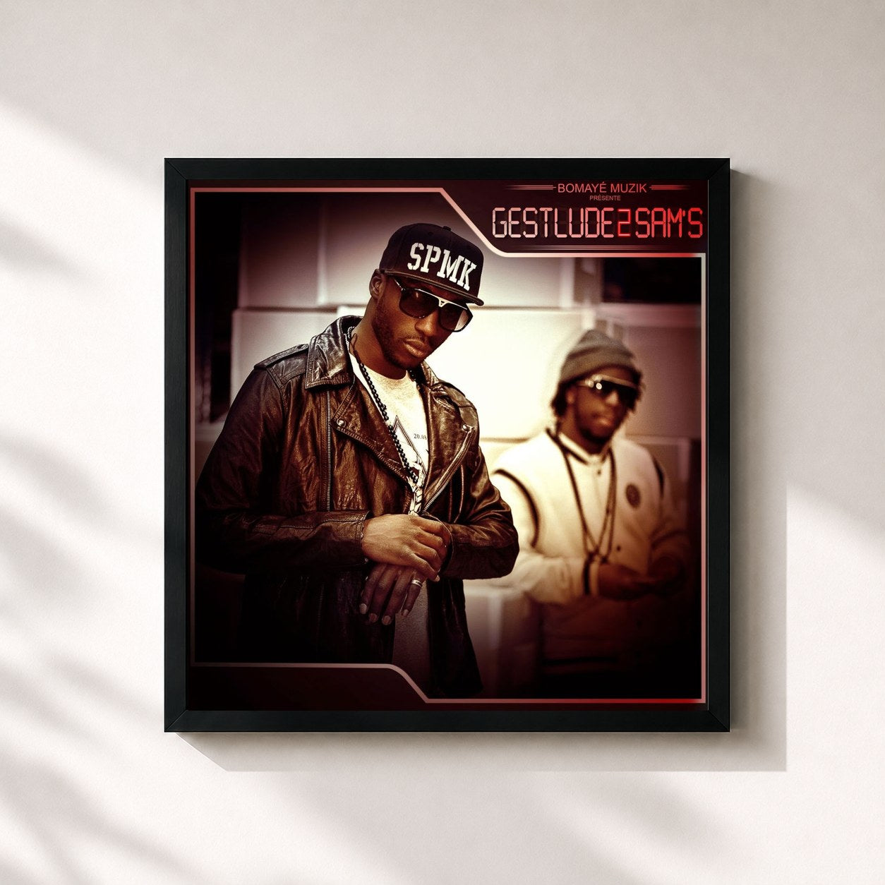 #noir Tableau carré de l'album Gestlude 2 de Sam's, cadre noir 32x32 cm