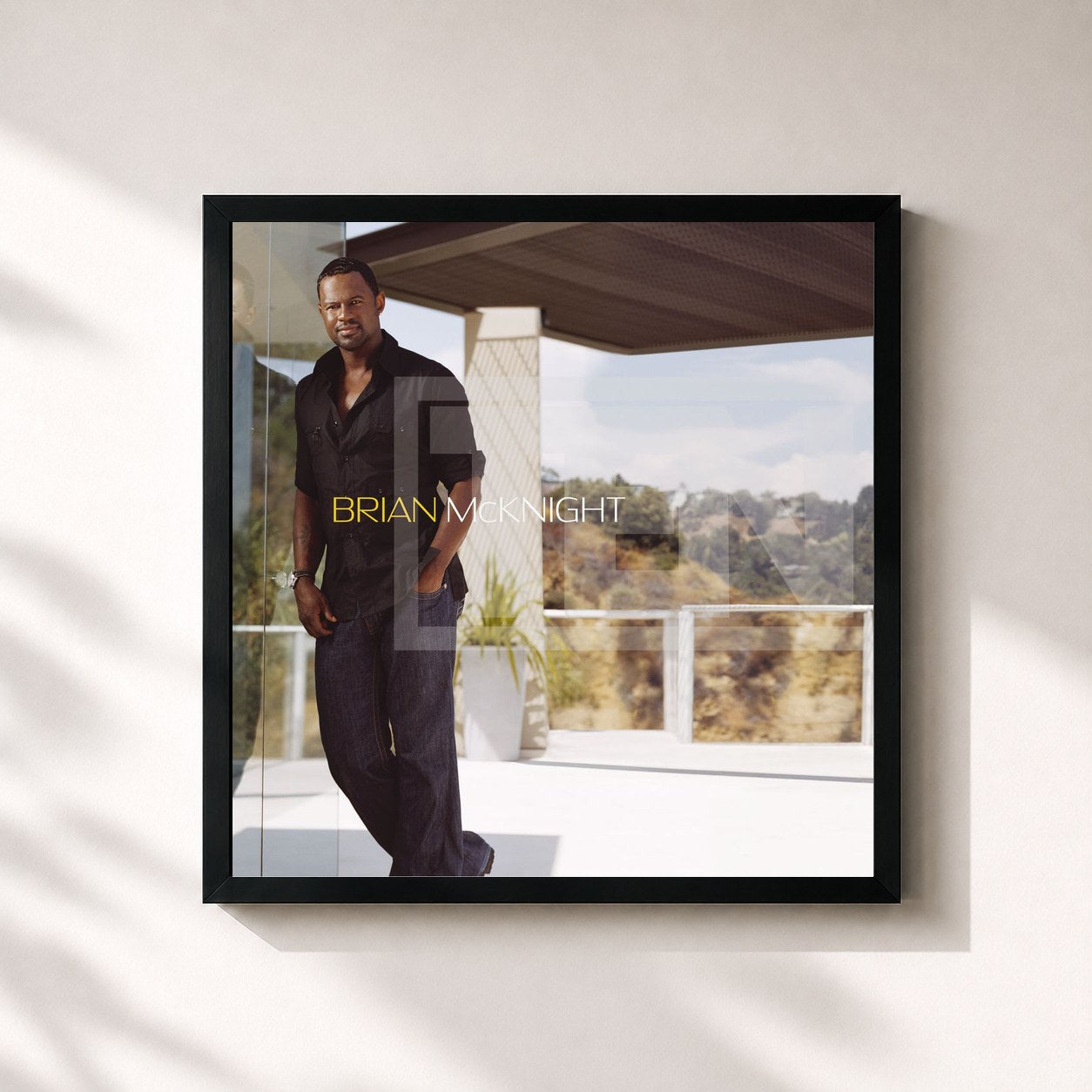 #noir Tableau carré de l'album Ten (U.S. Version) de Brian McKnight, cadre noir 32x32 cm