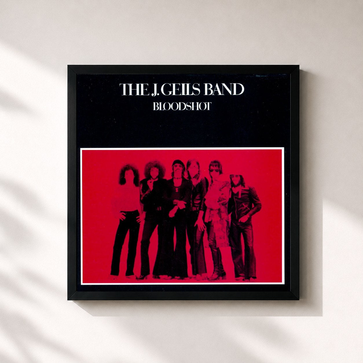 #noir Tableau carré de l'album Bloodshot de The J. Geils Band, cadre noir 32x32 cm