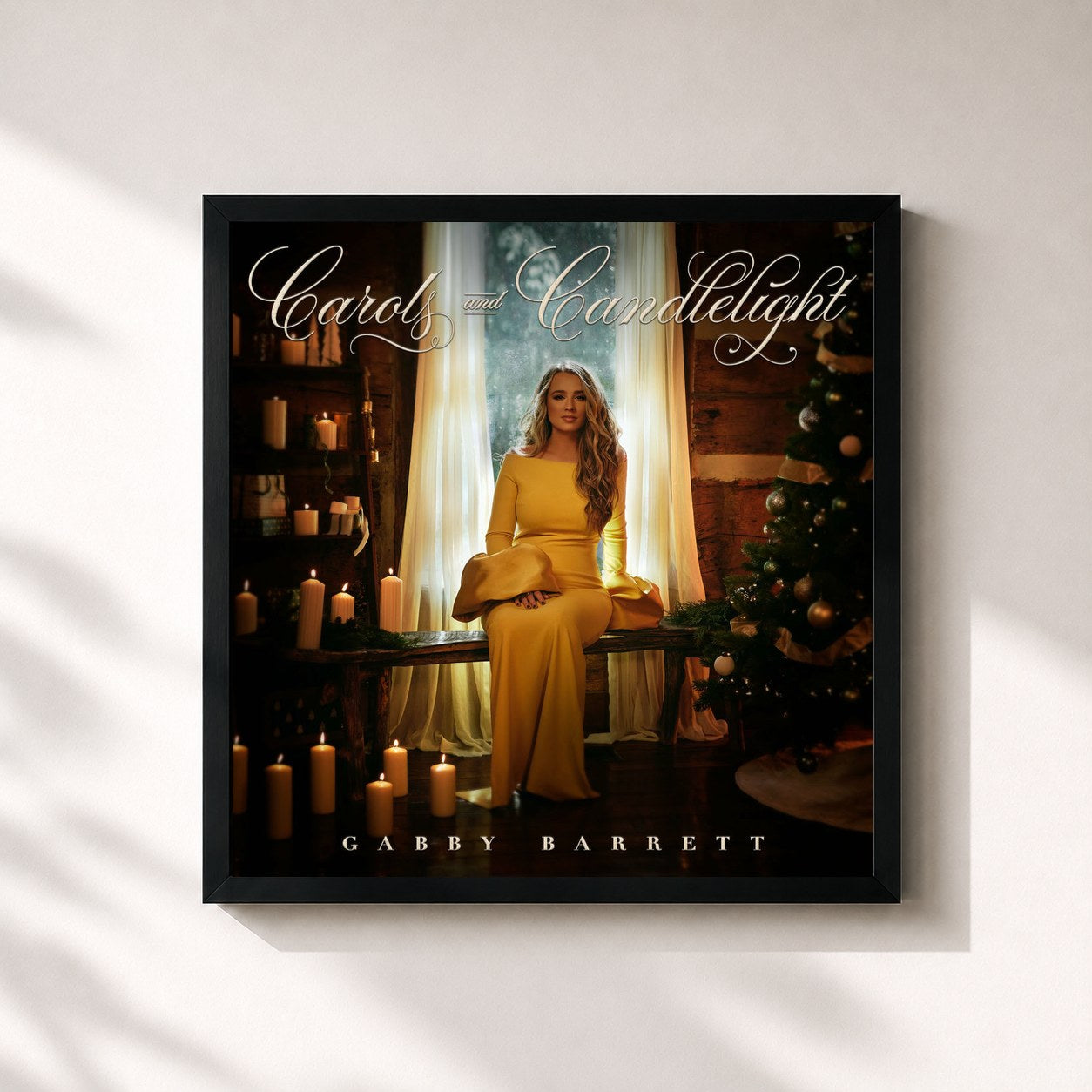 #noir Tableau carré de l'album Carols and Candlelight de Gabby Barrett, cadre noir 32x32 cm