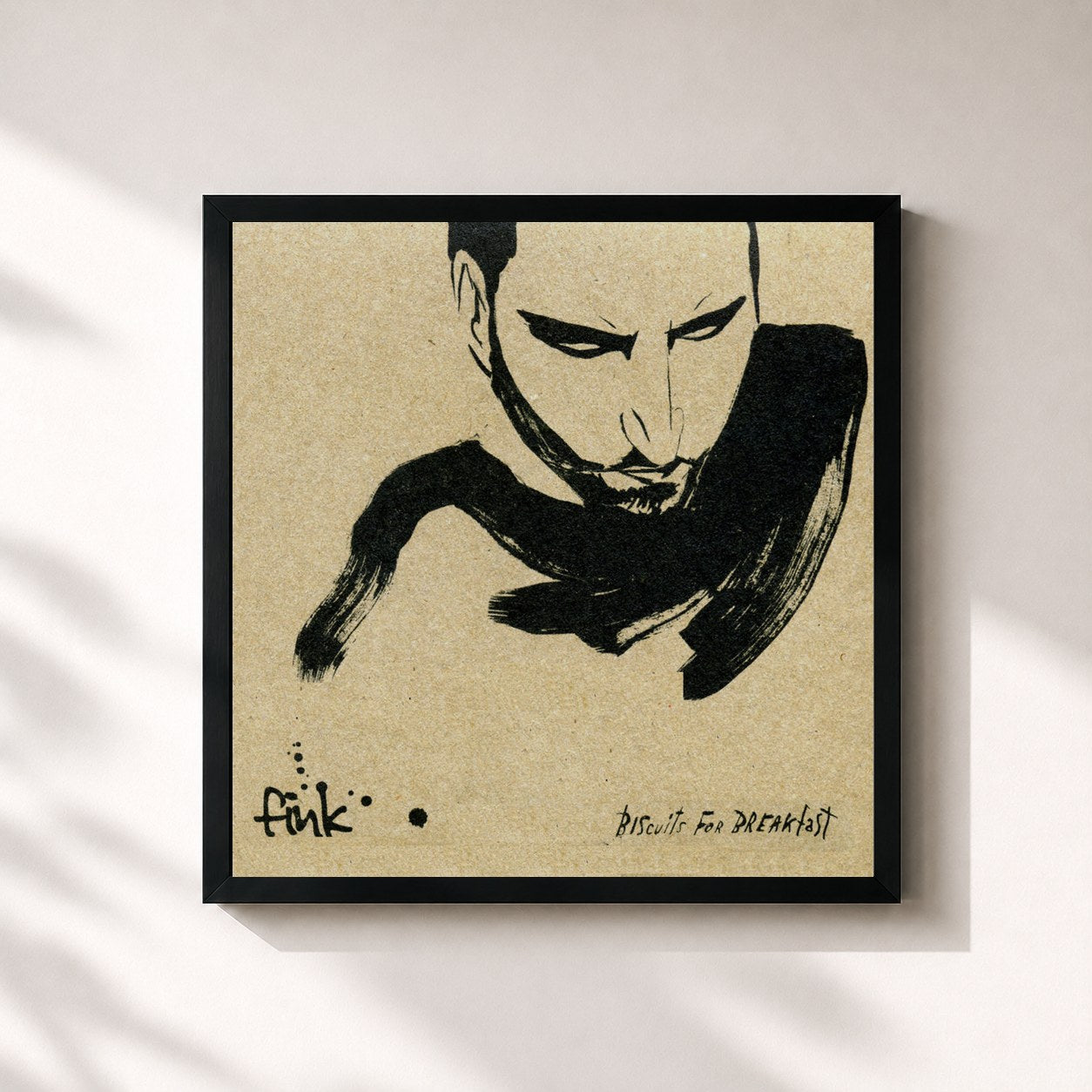 #noir Tableau carré de l'album Biscuits For Breakfast de Fink, cadre noir 32x32 cm