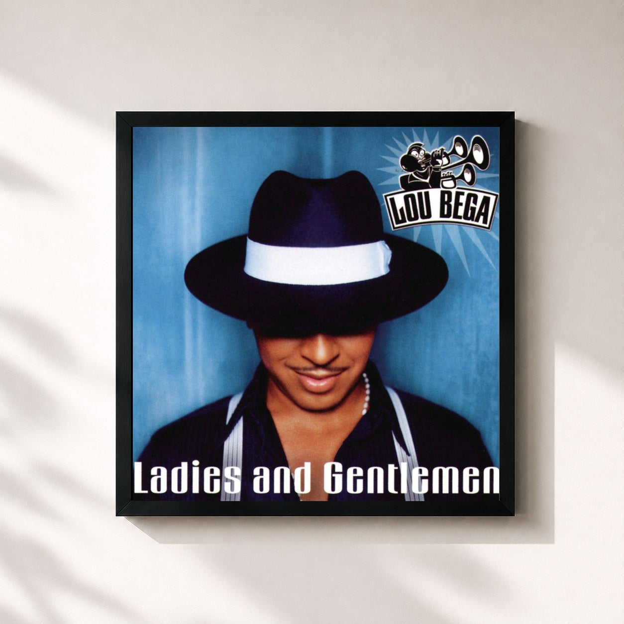 #noir Tableau carré de l'album Ladies And Gentlemen de Lou Bega, cadre noir 32x32 cm