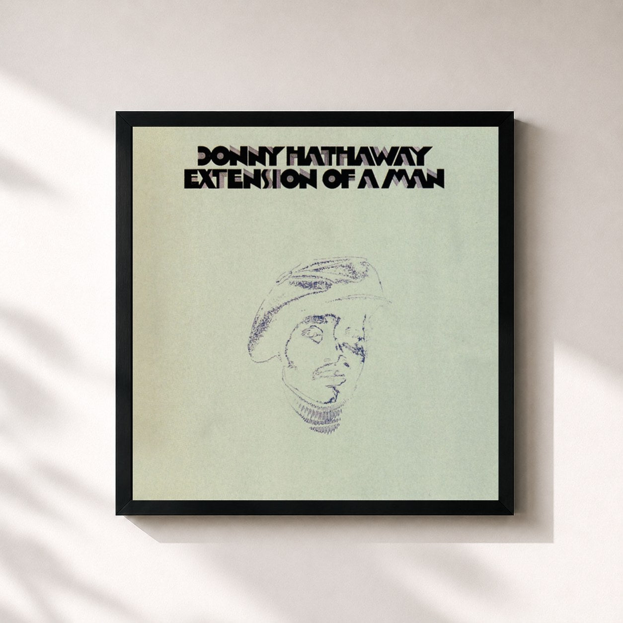 #noir Tableau carré de l'album Extension of a Man de Donny Hathaway, cadre noir 32x32 cm