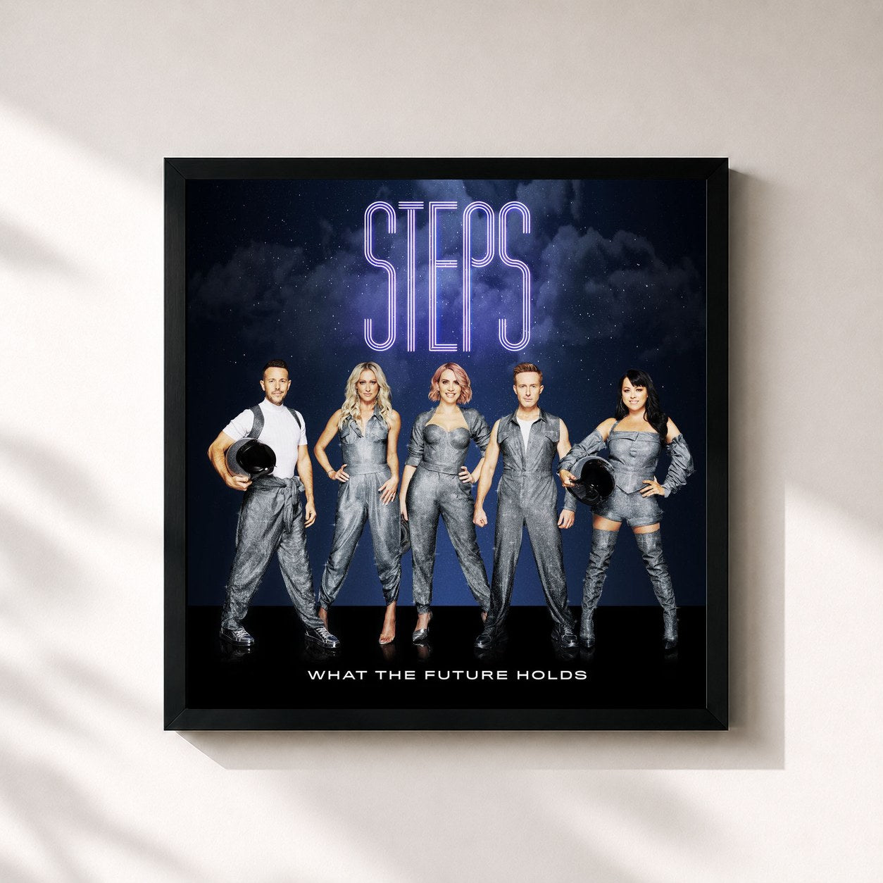 #noir Tableau carré de l'album What the Future Holds (Remixes) de Steps, cadre noir 32x32 cm
