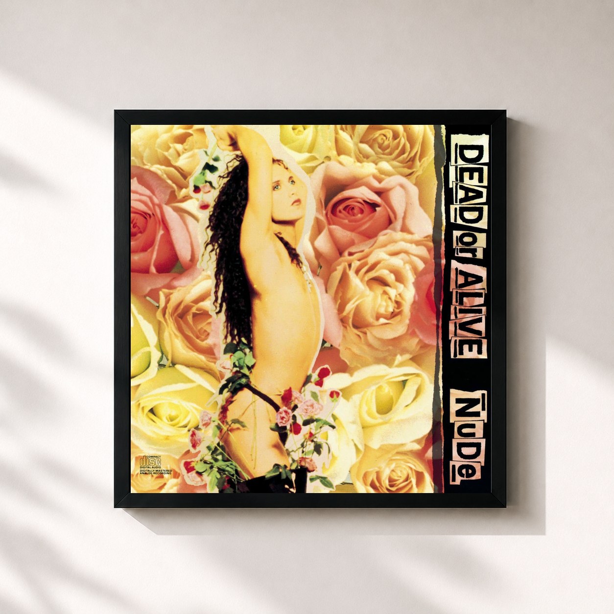 #noir Tableau carré de l'album Nude de Dead or Alive, cadre noir 32x32 cm
