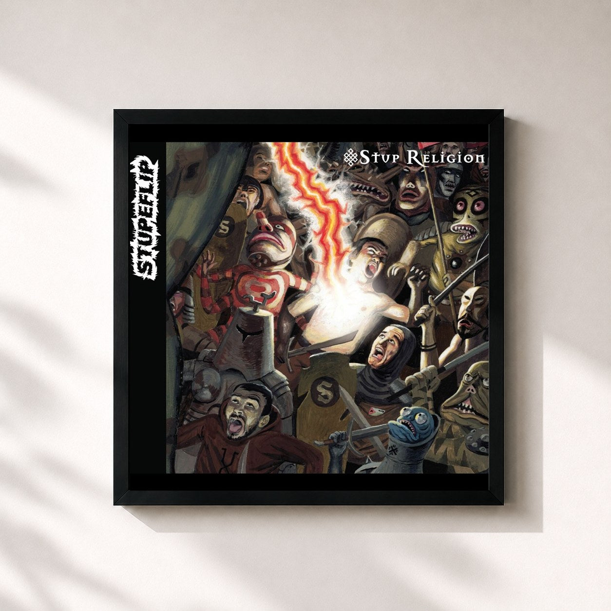 #noir Tableau carré de l'album Stup Religion de Stupeflip, cadre noir 32x32 cm