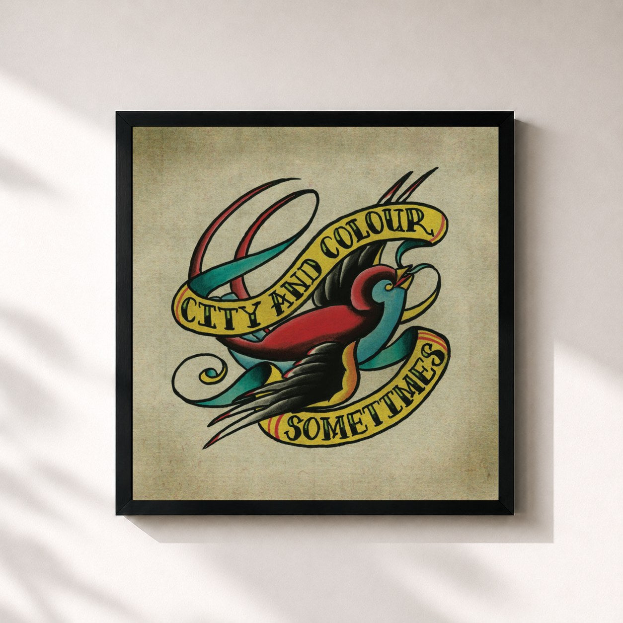 #noir Tableau carré de l'album Sometimes de City and Colour, cadre noir 32x32 cm