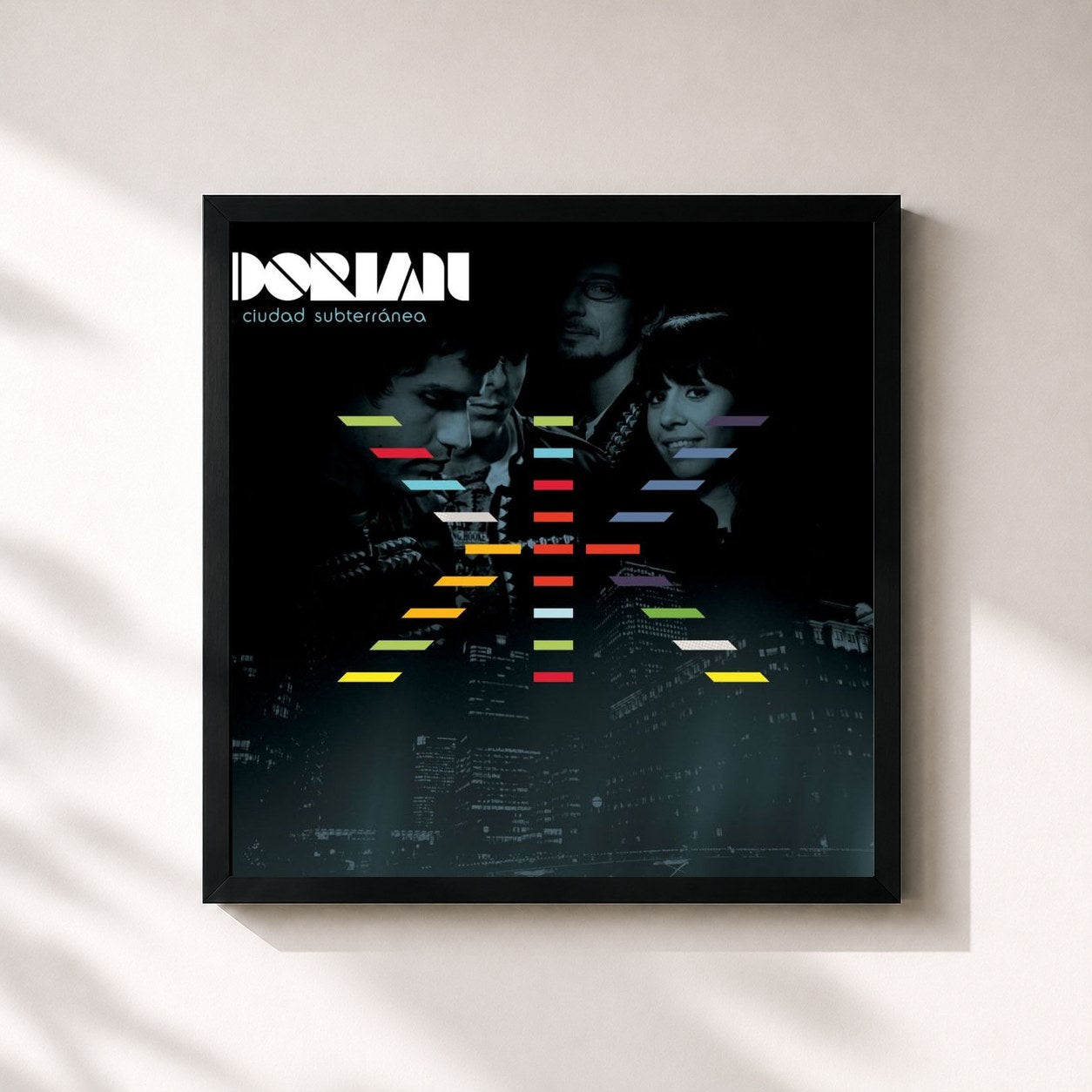 #noir Tableau carré de l'album La Ciudad Subterránea de Dorian, cadre noir 32x32 cm