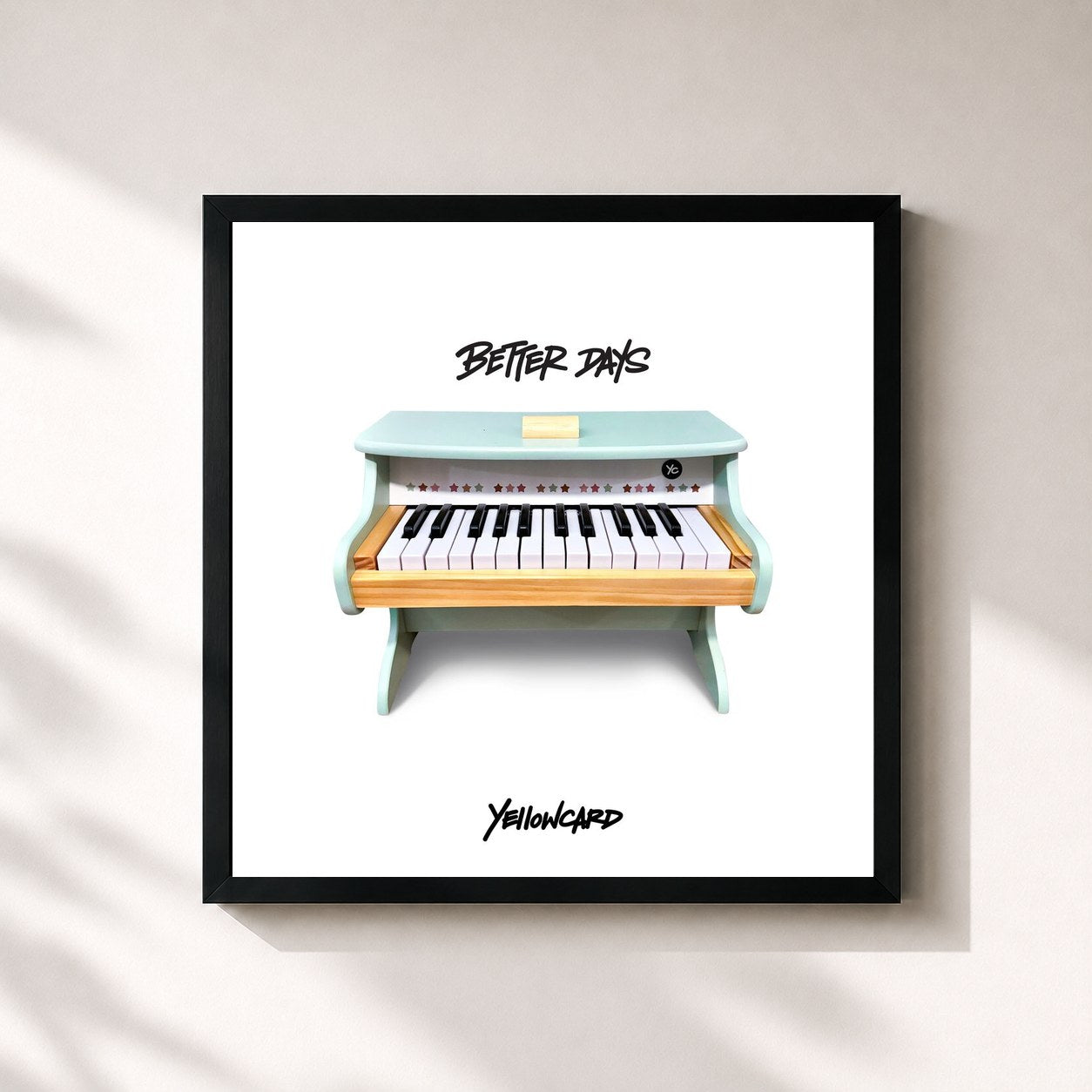 #noir Tableau carré de l'album Better Days de Yellowcard, cadre noir 32x32 cm