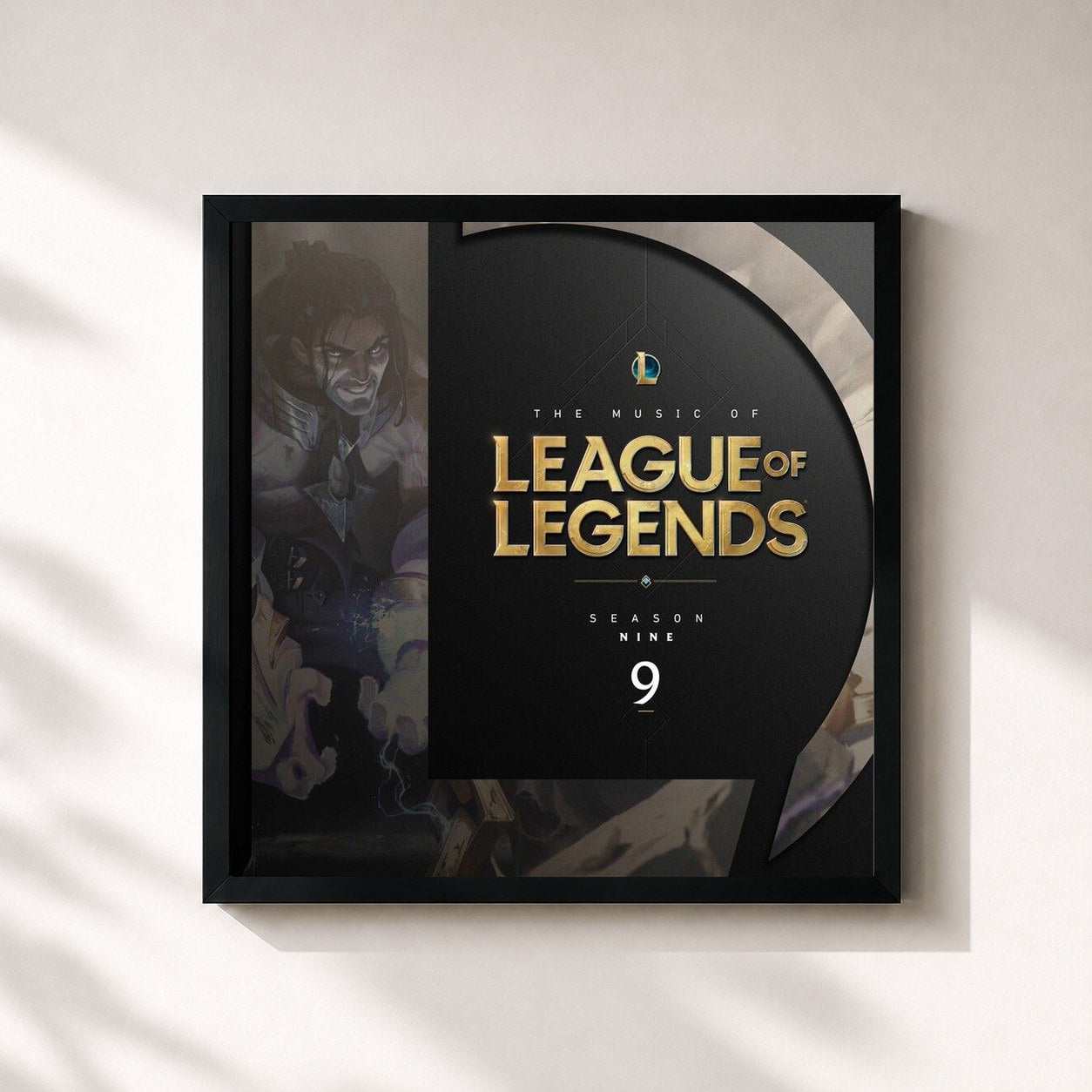 #noir Tableau carré de l'album The Music of League of Legends: Season 9 (Original Game Soundtrack) de League of Legends, cadre noir 32x32 cm