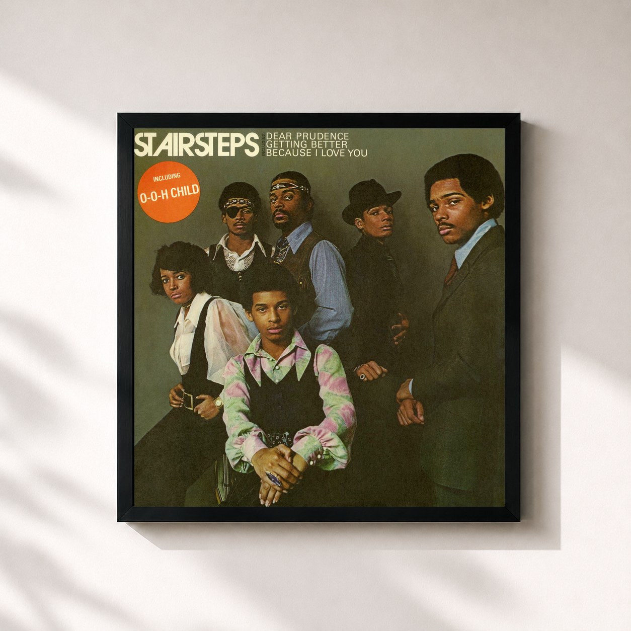 #noir Tableau carré de l'album Stairsteps (Expanded Edition) de The Five Stairsteps, cadre noir 32x32 cm