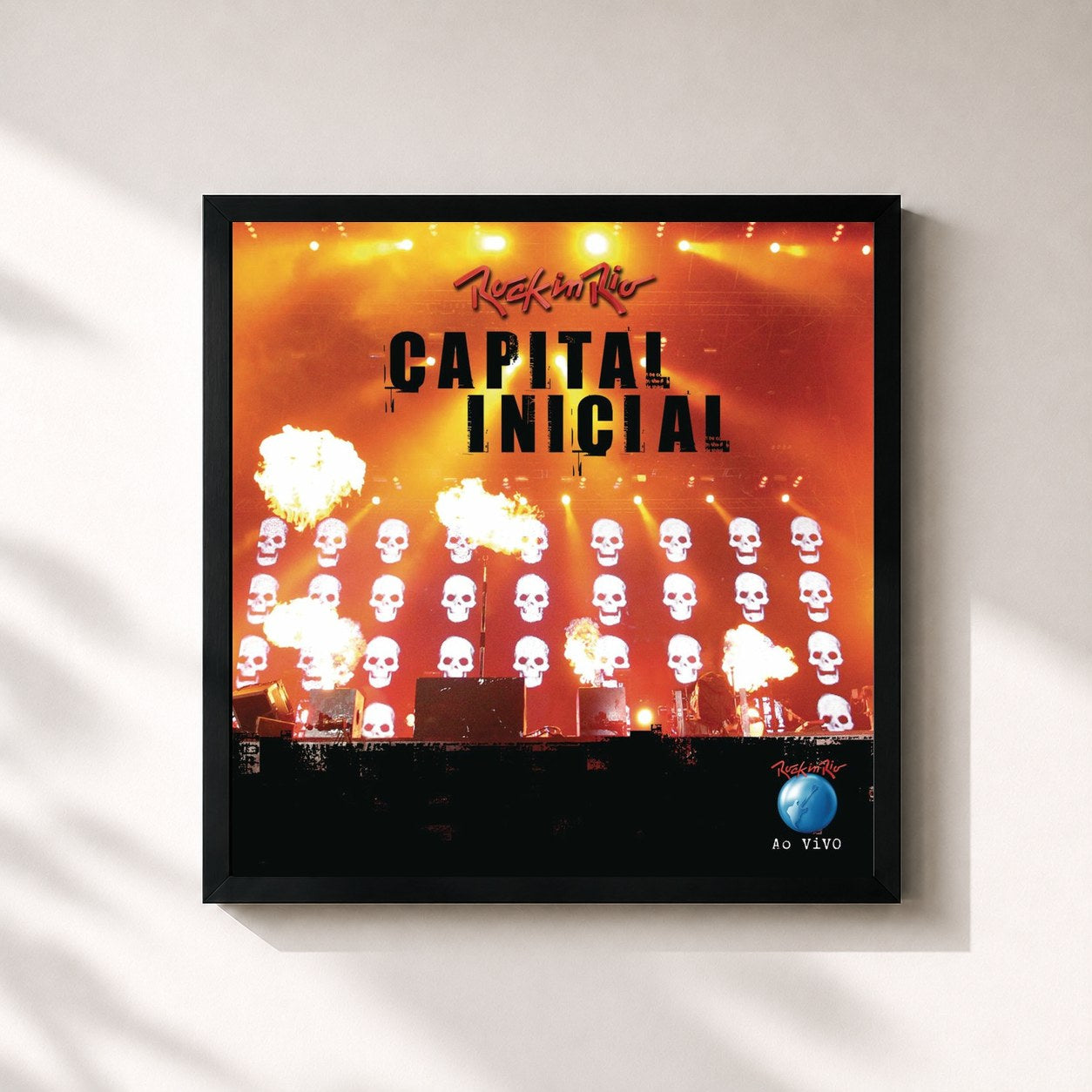 #noir Tableau carré de l'album Rock in Rio 2011 - Capital Inicial de Capital Inicial, cadre noir 32x32 cm