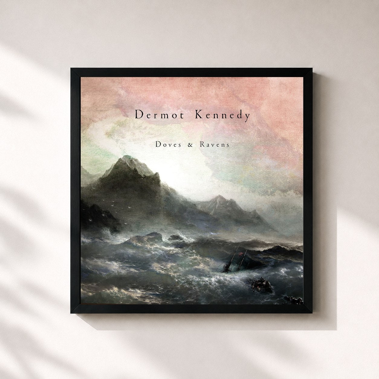#noir Tableau carré de l'album Doves & Ravens de Dermot Kennedy, cadre noir 32x32 cm