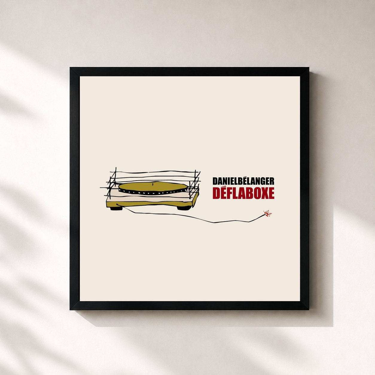 #noir Tableau carré de l'album Déflaboxe de Daniel Bélanger, cadre noir 32x32 cm