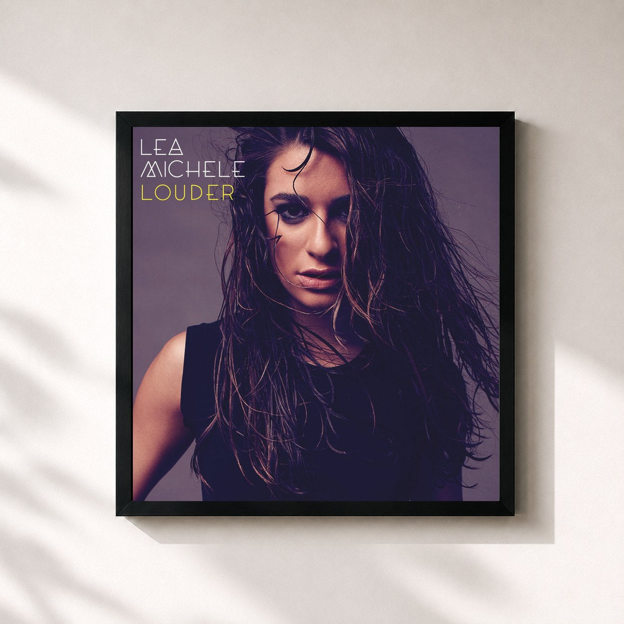 #noir Tableau carré de l'album Louder de Lea Michele, cadre noir 32x32 cm