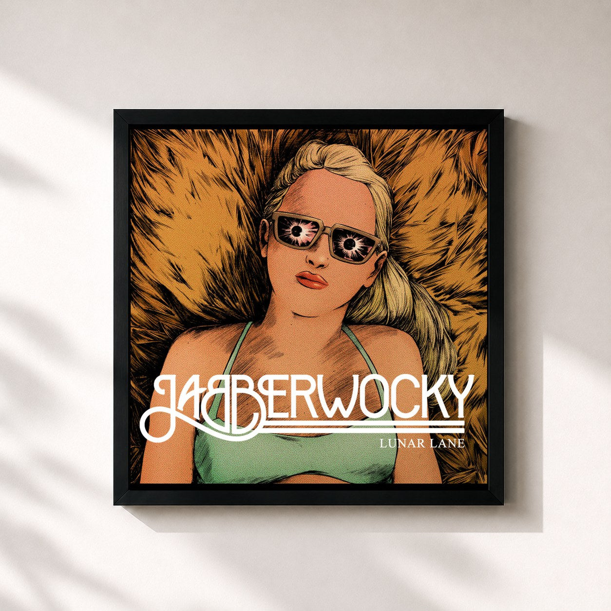 #noir Tableau carré de l'album Lunar Lane de Jabberwocky, cadre noir 32x32 cm