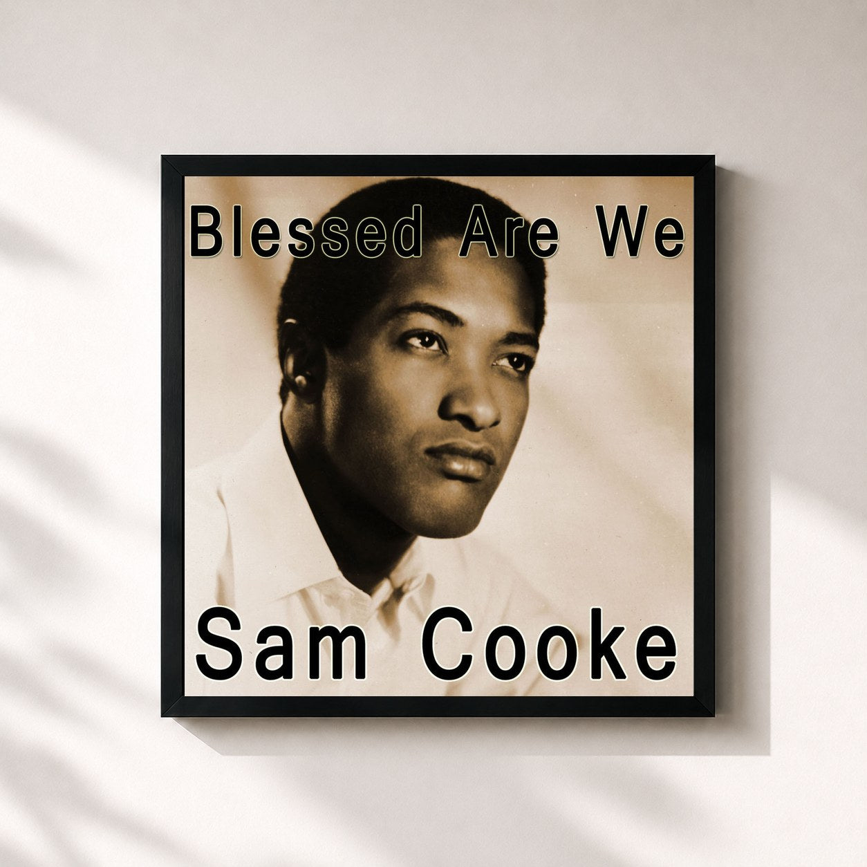 #noir Tableau carré de l'album Blessed Are We de Sam Cooke, cadre noir 32x32 cm