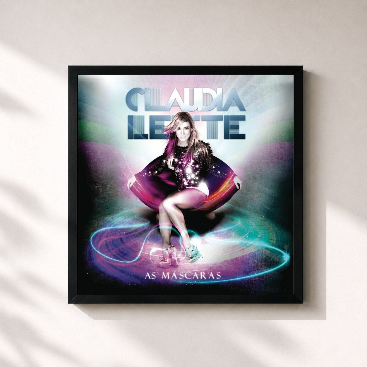 #noir Tableau carré de l'album As Máscaras de Claudia Leitte, cadre noir 32x32 cm