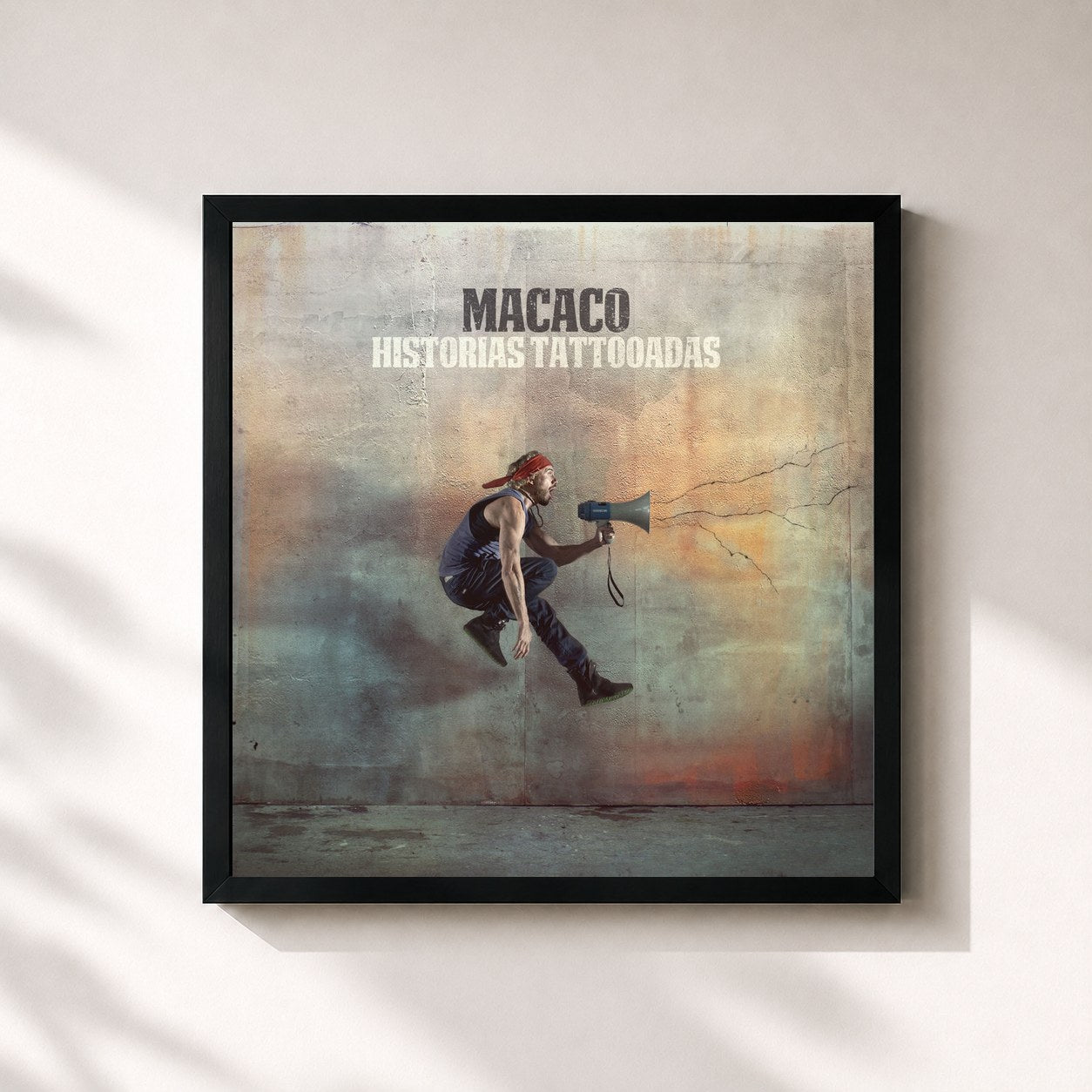 #noir Tableau carré de l'album Historias Tattooadas de Macaco, cadre noir 32x32 cm