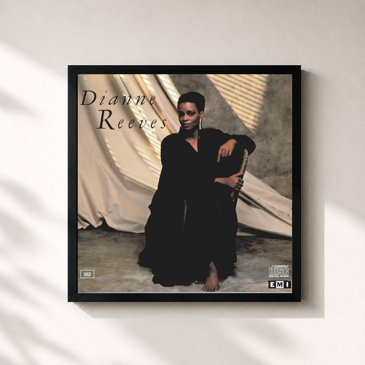 #noir Tableau carré de l'album Dianne Reeves de Dianne Reeves, cadre noir 32x32 cm