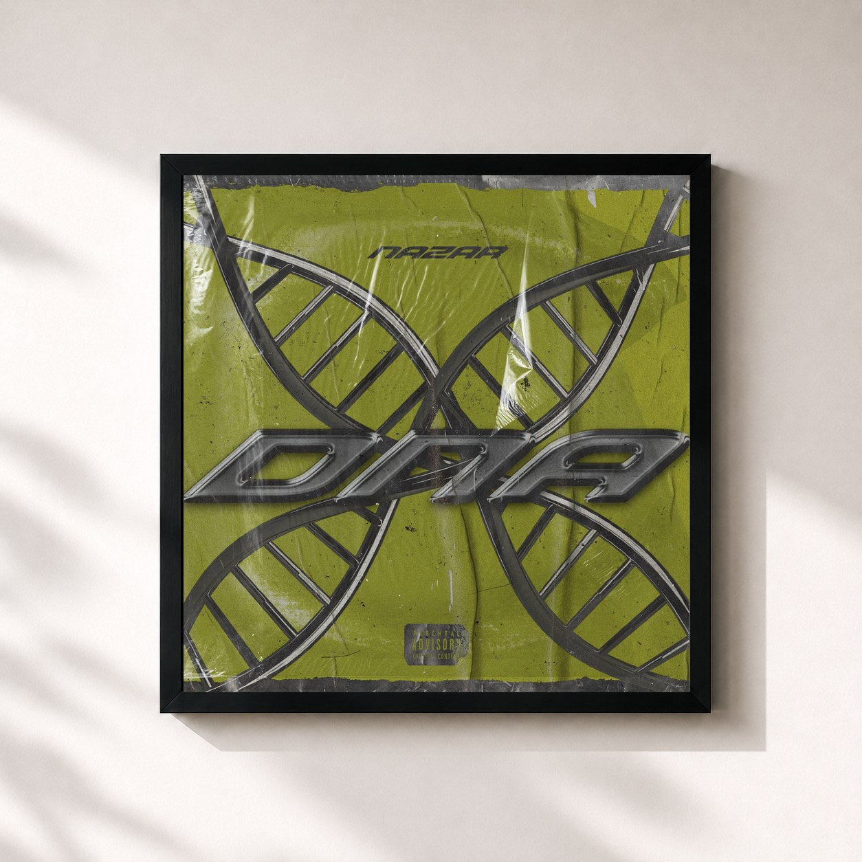 #noir Tableau carré de l'album DNA de Nazar, cadre noir 32x32 cm
