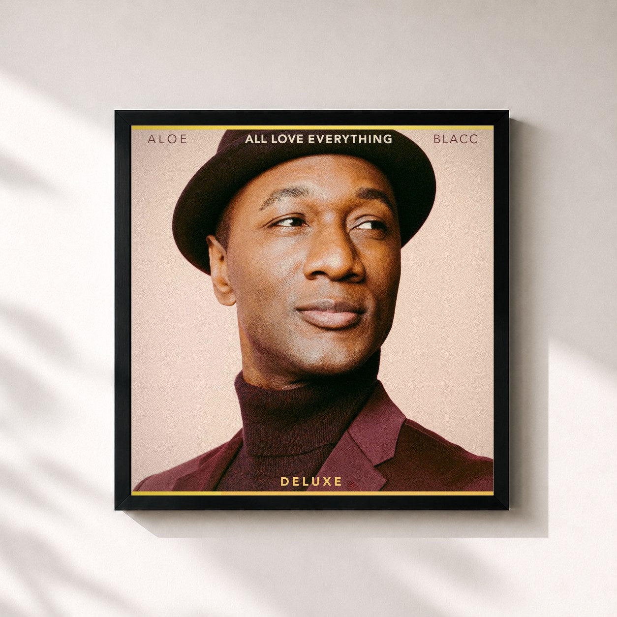 #noir Tableau carré de l'album All Love Everything (Deluxe) de Aloe Blacc, cadre noir 32x32 cm