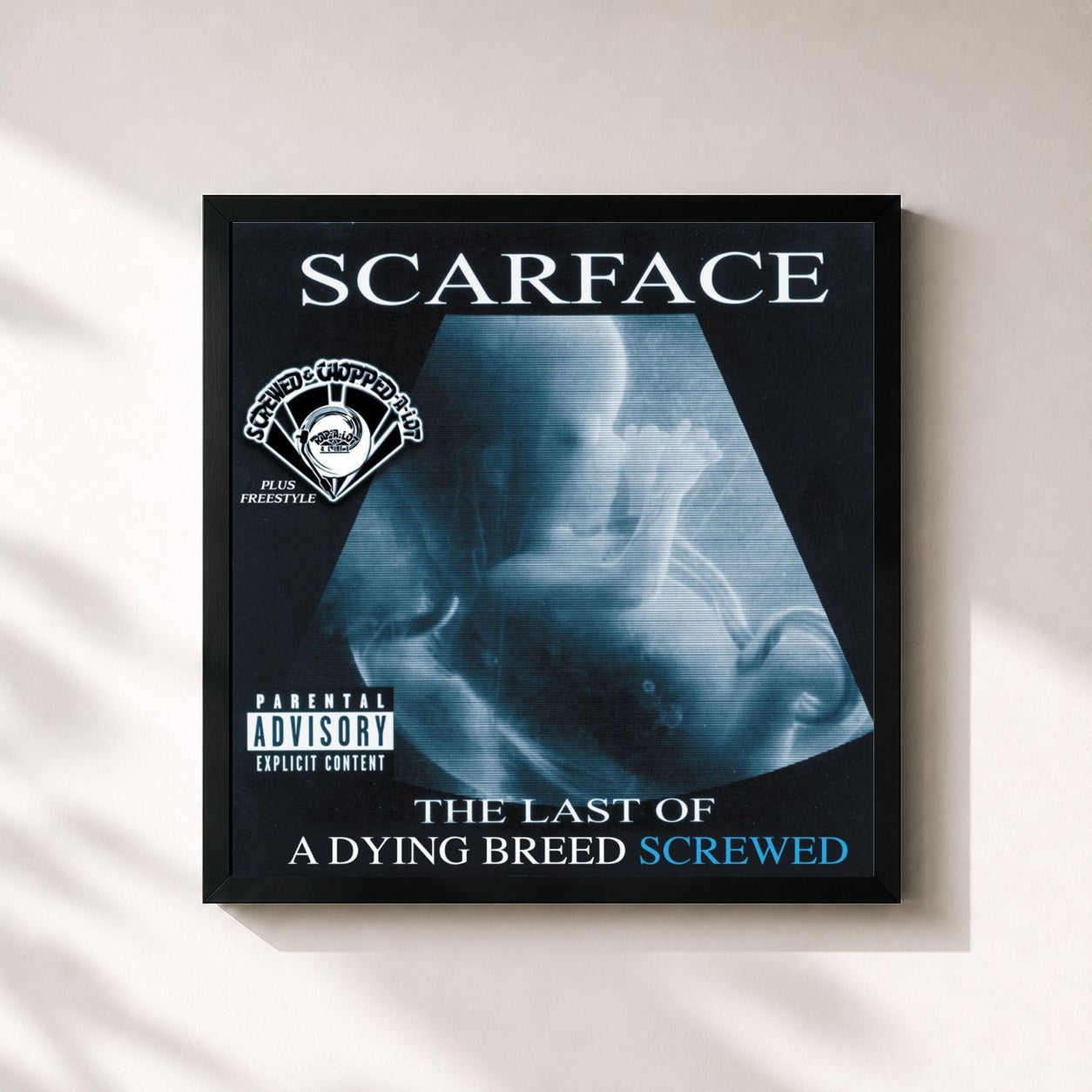 #noir Tableau carré de l'album Last Of A Dying Breed - Screwed de Scarface, cadre noir 32x32 cm