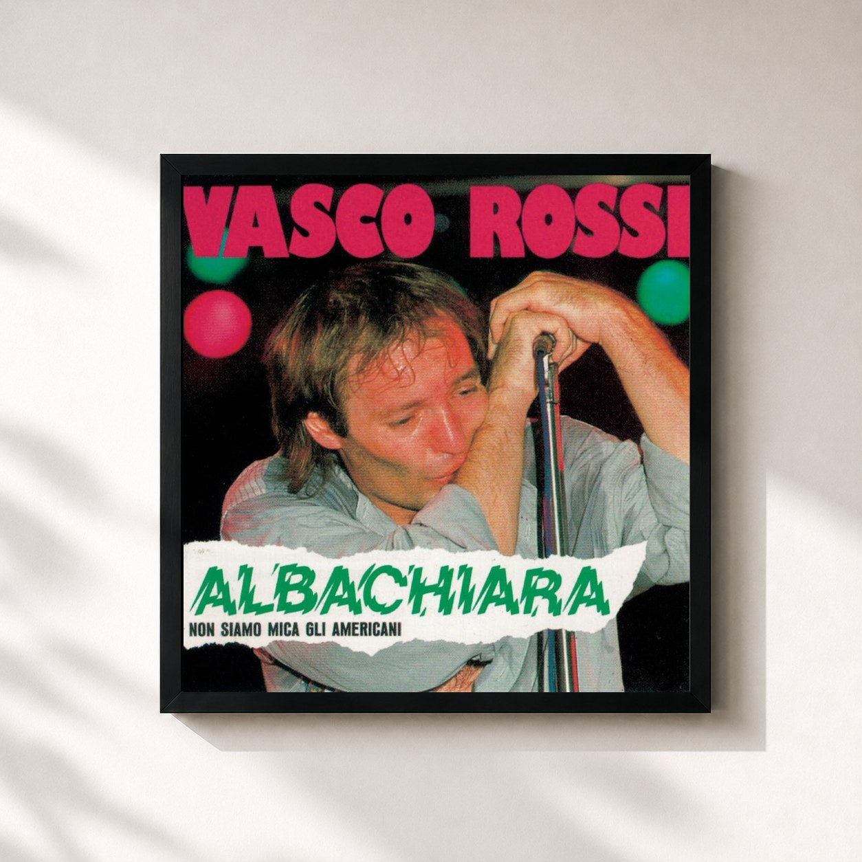 #noir Tableau carré de l'album Albachiara de Vasco Rossi, cadre noir 32x32 cm