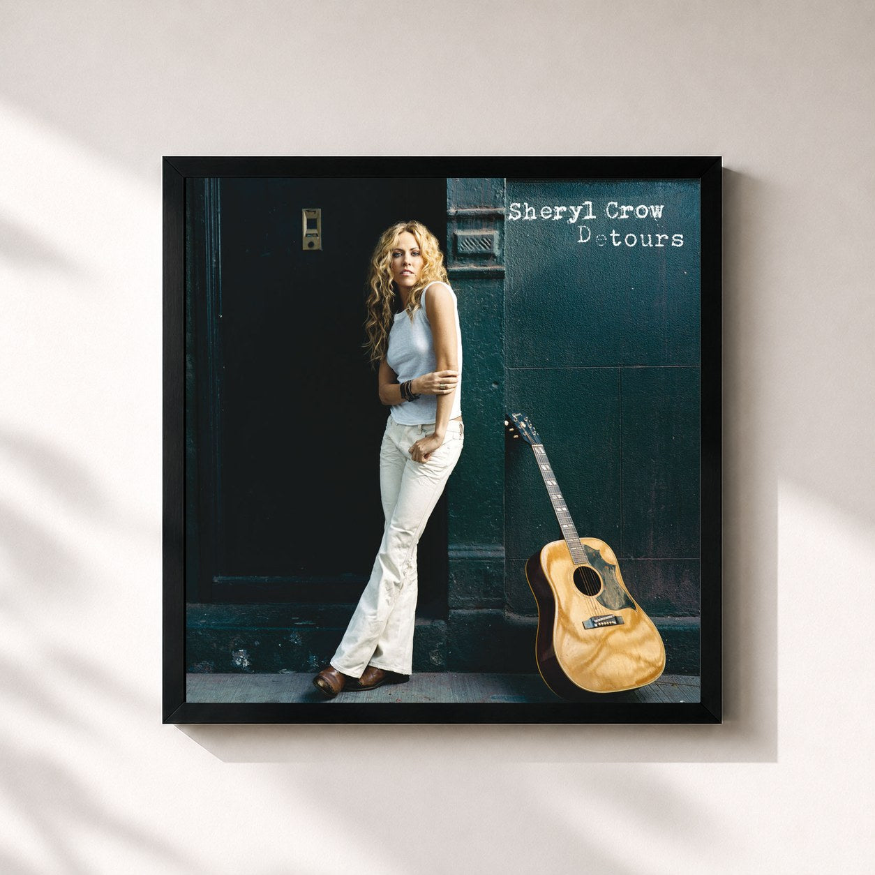 #noir Tableau carré de l'album Detours de Sheryl Crow, cadre noir 32x32 cm