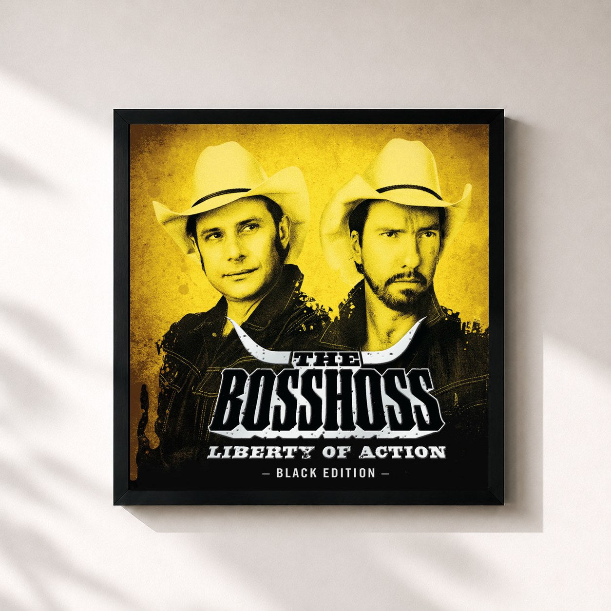 #noir Tableau carré de l'album Liberty Of Action (Black Edition) de The BossHoss, cadre noir 32x32 cm