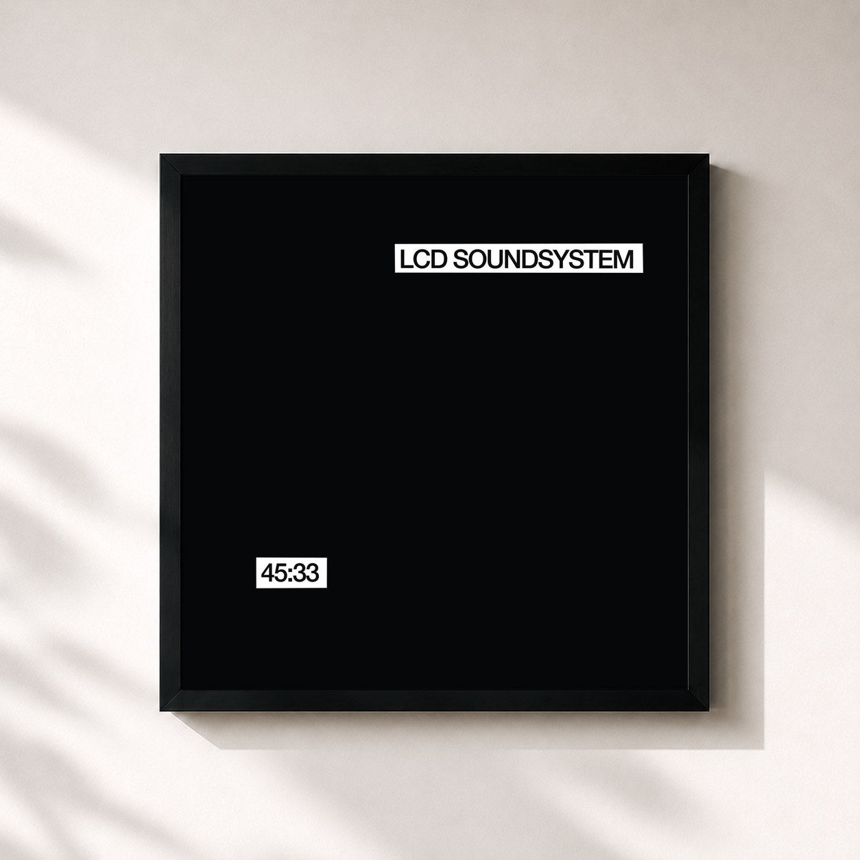 #noir Tableau carré de l'album 45:33 de LCD Soundsystem, cadre noir 32x32 cm