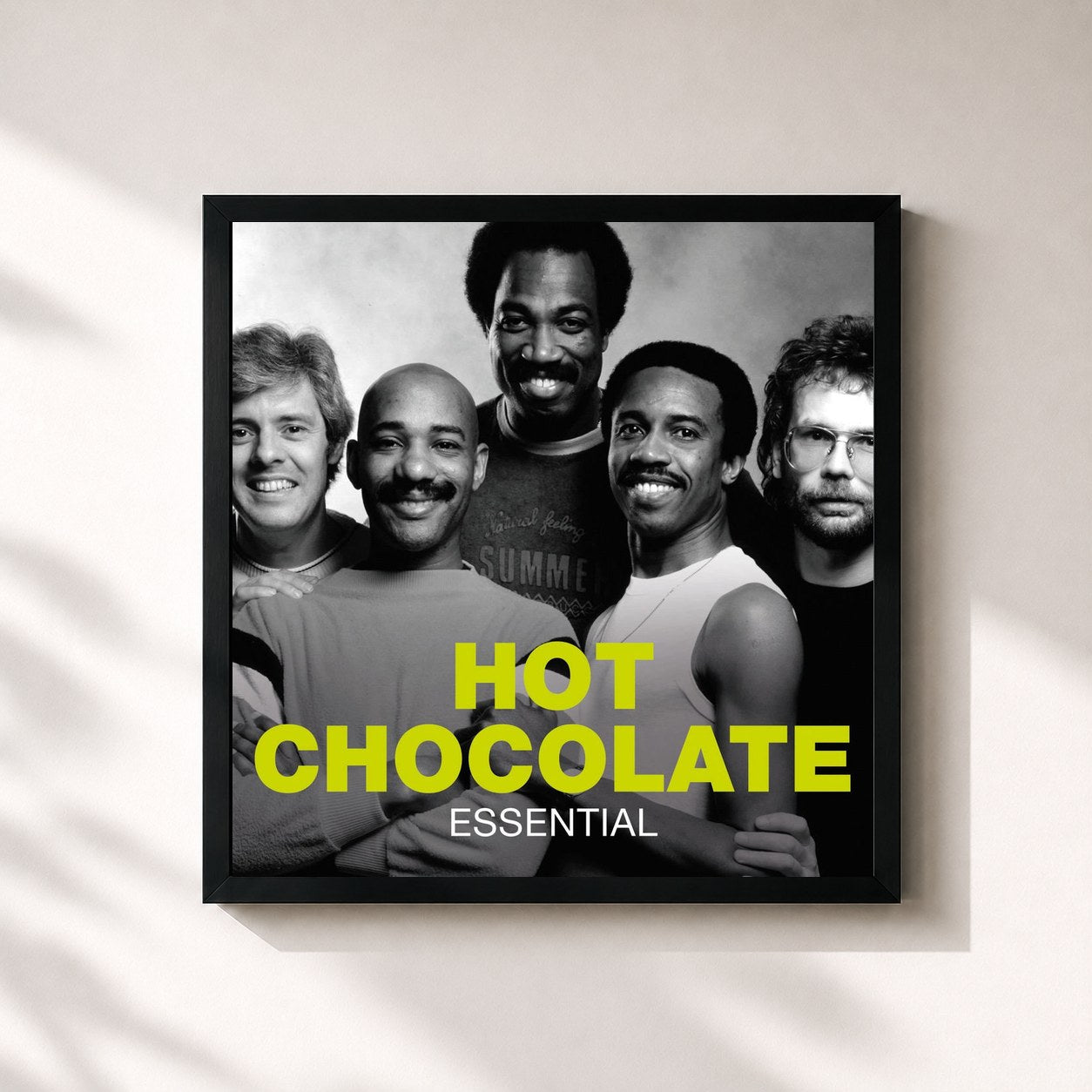 #noir Tableau carré de l'album Essential de Hot Chocolate, cadre noir 32x32 cm
