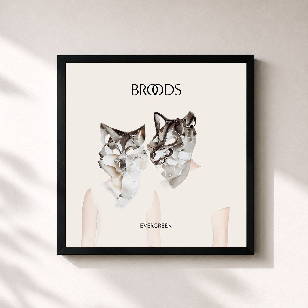 #noir Tableau carré de l'album Evergreen de Broods, cadre noir 32x32 cm